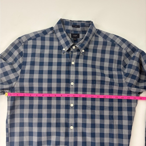 J. Crew Blue Checkered Men's button-down shirt - Picture 8 of 9